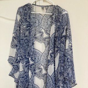Charlotte Russe Blue Bandana Print Sheer Cover Up Size XL